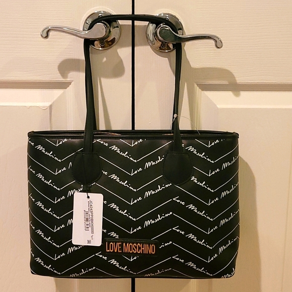LOVE MOSCHINO ❤️Love All-Over Logo Borsa Small Grain Shoulder HandbagNWT
